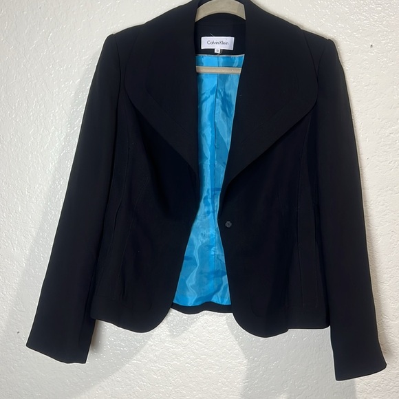 Calvin Klein Black Blazer with Notched Lapels Size 10 - Picture 3 of 6